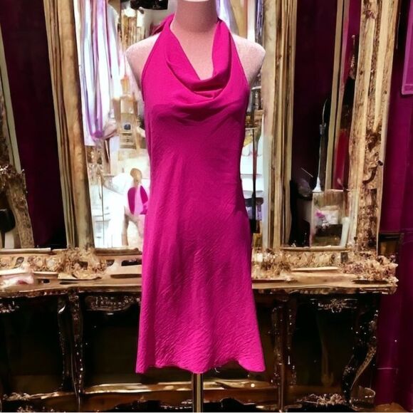 SEE YOU MONDAY NWT HOT BRIGHT FUCHSIA PINK HALTER MINI DRESS MEDIUM - Picture 5 of 9